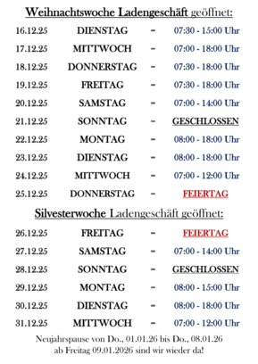 Öffnungszeiten Fischverkauf Weihnachten