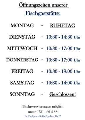 Öffnungszeiten Fischgaststätte