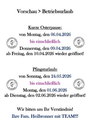 Oster - und Pfingstpause 2026
