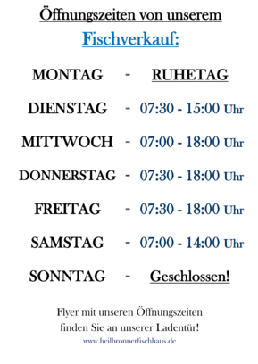Öffnungszeiten Fischverkauf